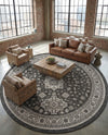 Tribal Terrace Treasures Collection Area Rug -  Incan Isle (Charcoal Gray) Round Charcoal Gray  lifestyle 42