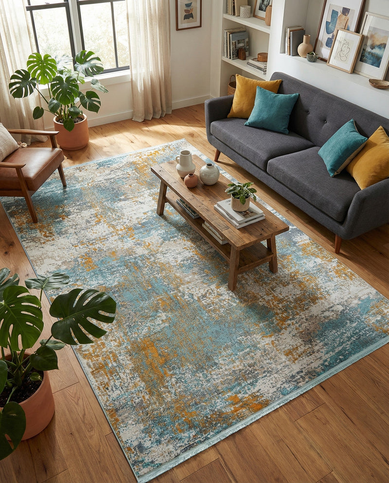 Arcadia Rugs Collection Area Rug -  Nirvana Rectangle Cream Blue  lifestyle 17