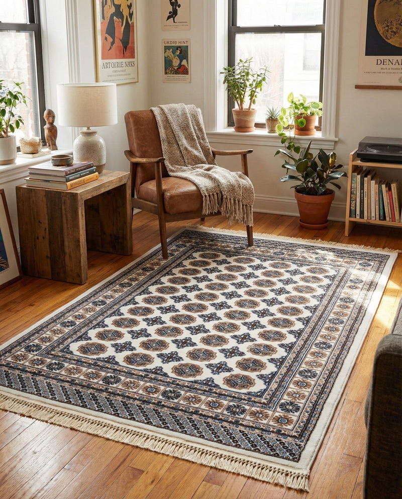 Samarkand Elegance Collection Area Rug -  Margilan (Ivory) Rectangle Ivory  lifestyle 11
