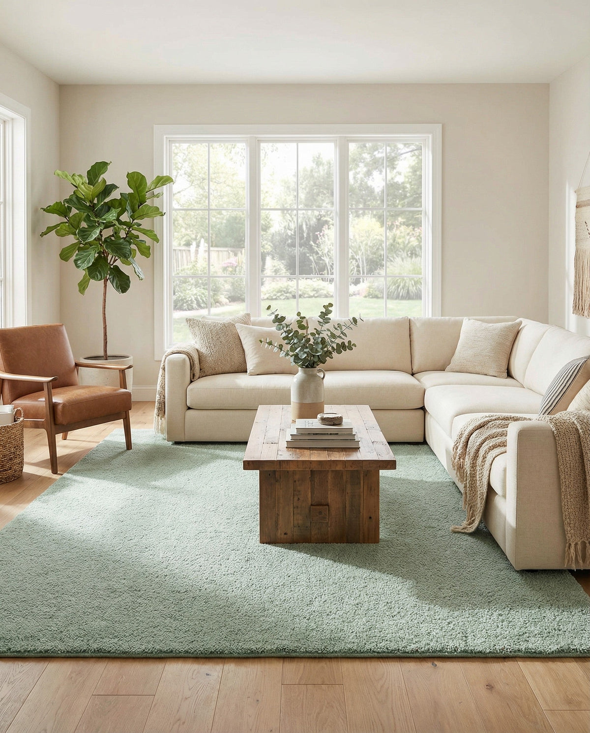 Solid Shag Seaside Collection Area Rug - Azure Cove (Sea Salt Blue) Rectangle Sea Salt Blue  lifestyle 11