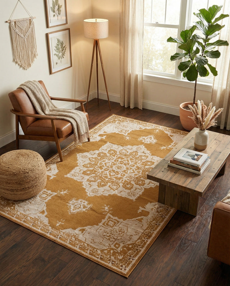 Eden Oasis Collection Area Rug -  Tranquility (Yellow) Rectangle Yellow  lifestyle 15