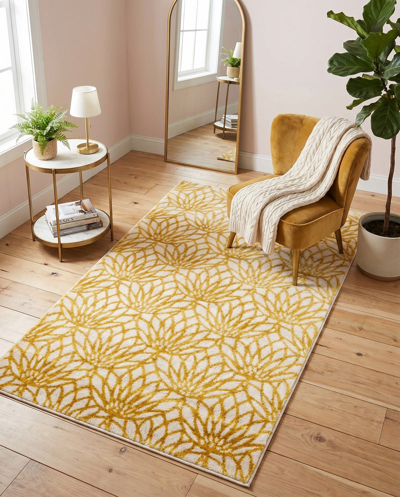 Hollywood Luxe Collection Area Rug -  Rodeo Rectangle White Gold  lifestyle 24
