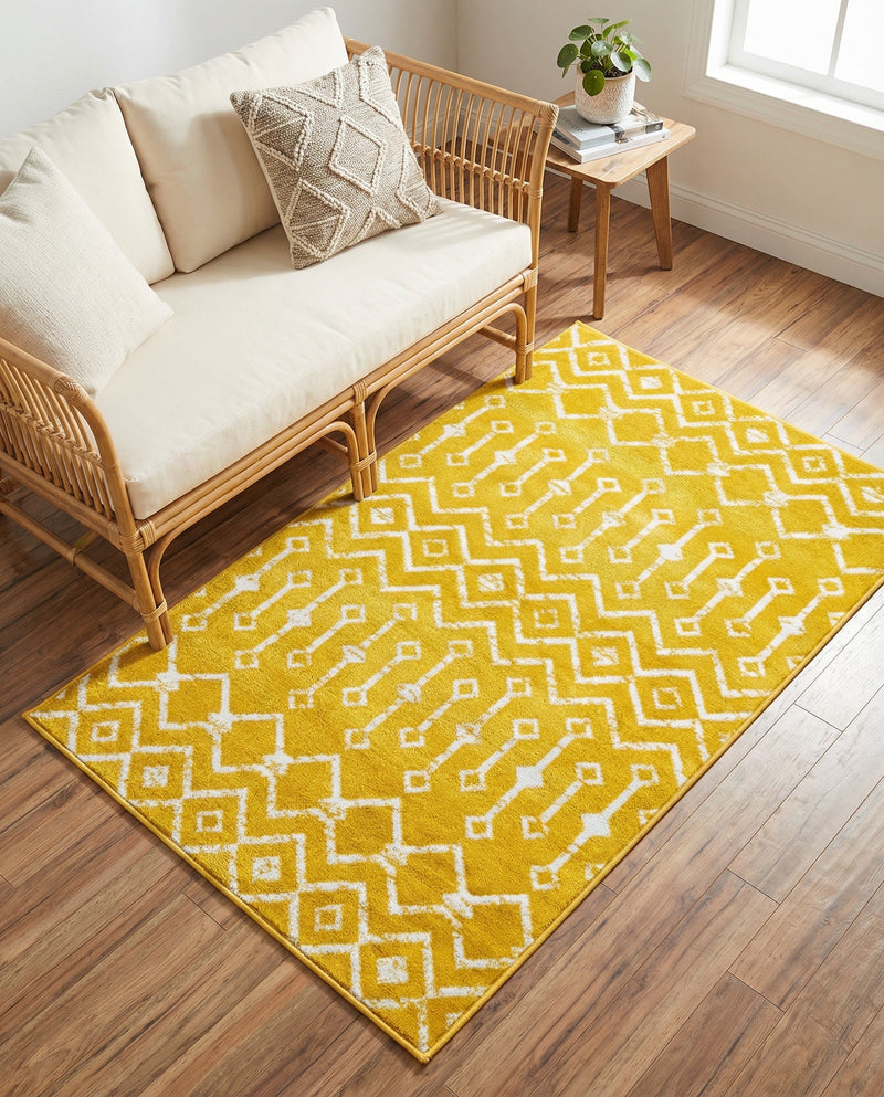 Marrakech Lattice Collection Area Rug - Medina (Yellow) Rectangle Yellow  lifestyle 19