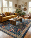 Seville Stripes Collection Area Rug -  Malaga (Navy Blue) Rectangle Navy Blue  lifestyle 27