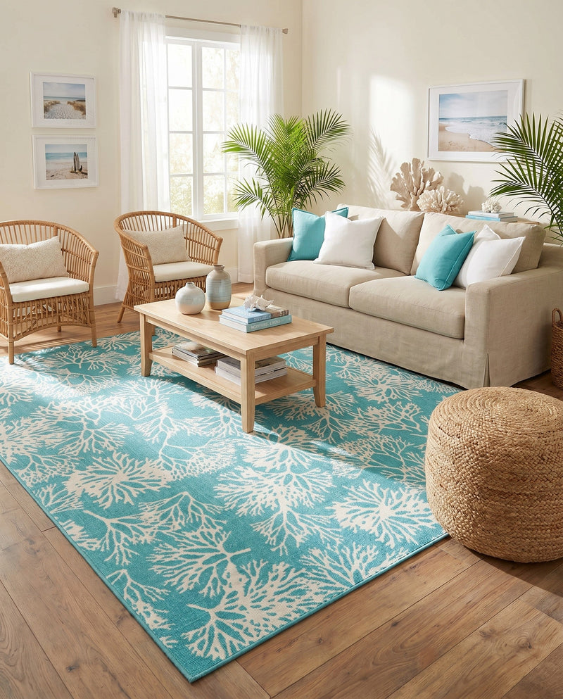 Seaside Haven Rugs Collection Area Rug -  Seaside Rectangle Teal  lifestyle 15