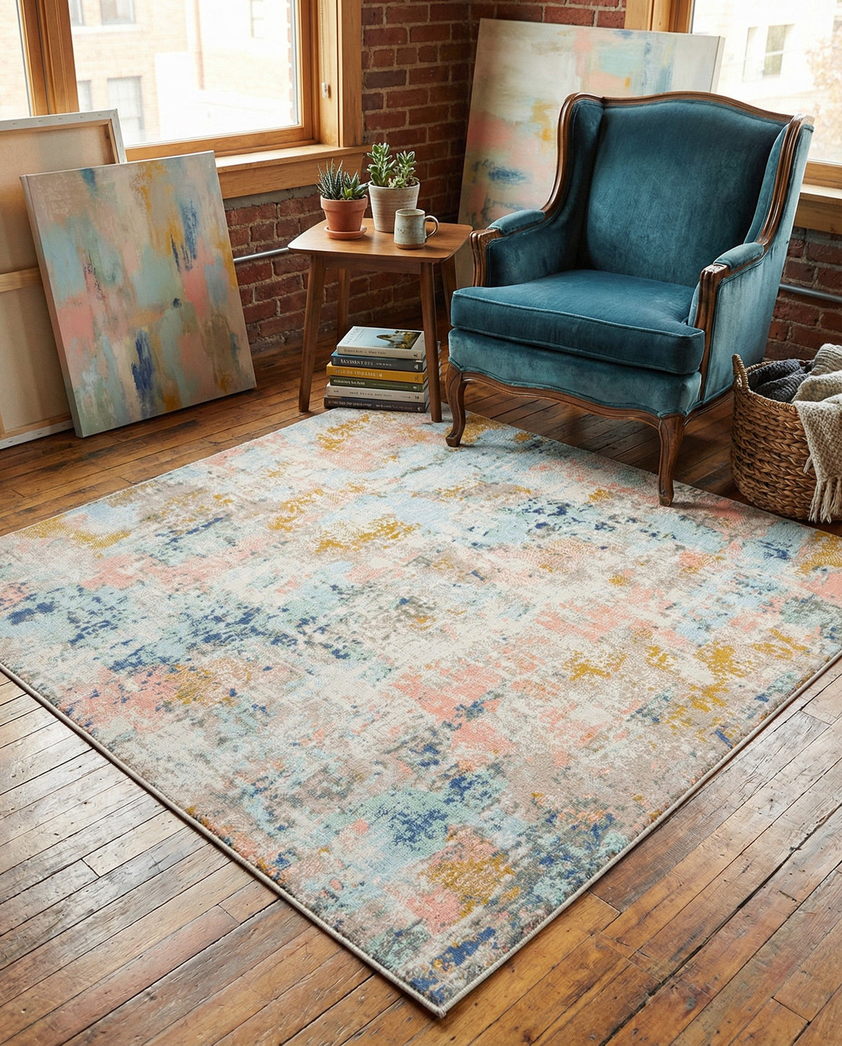 Lagoon Oasis Collection Area Rug -  Seagrass Square Multi  lifestyle 99