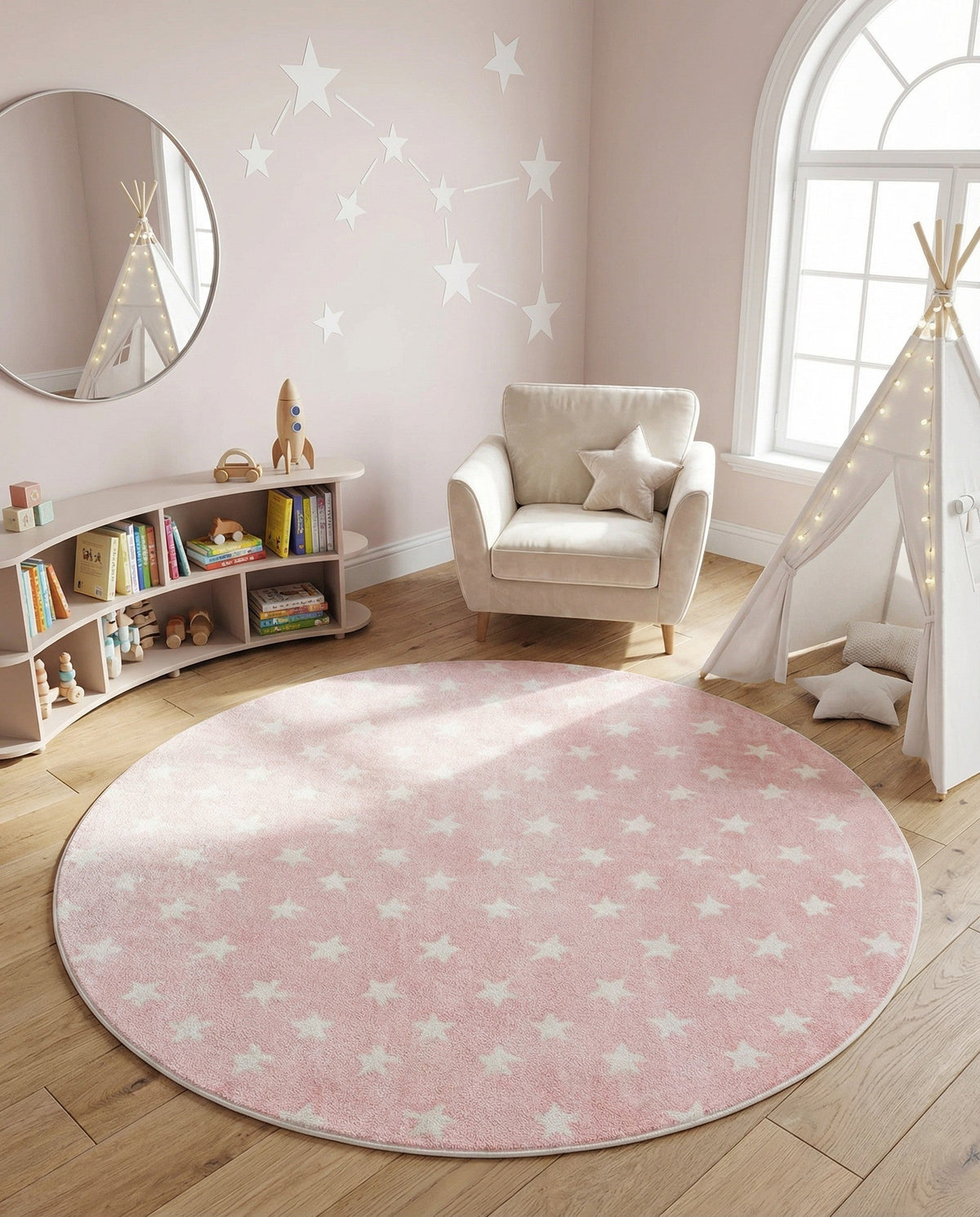 Wonder Tykes Collection Area Rug -  Mosaic Round Pink  lifestyle 133