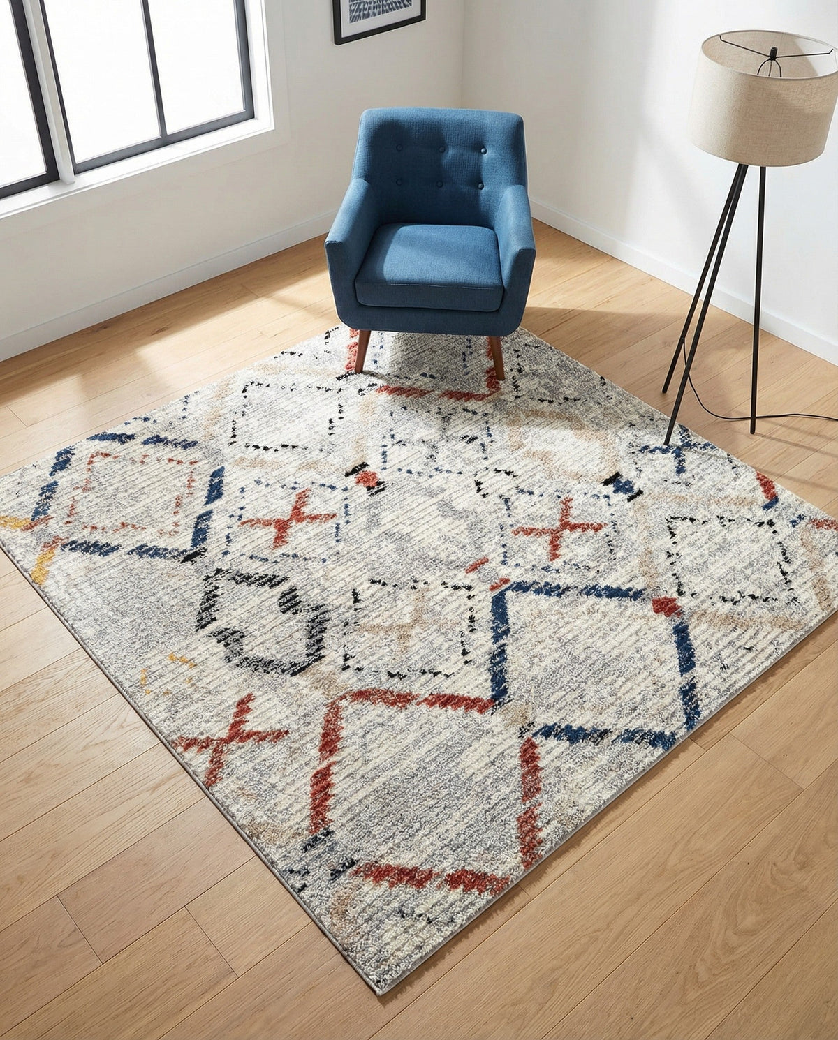 Santa Fe Trails Collection Area Rug - Canyon Square Multi  lifestyle 97