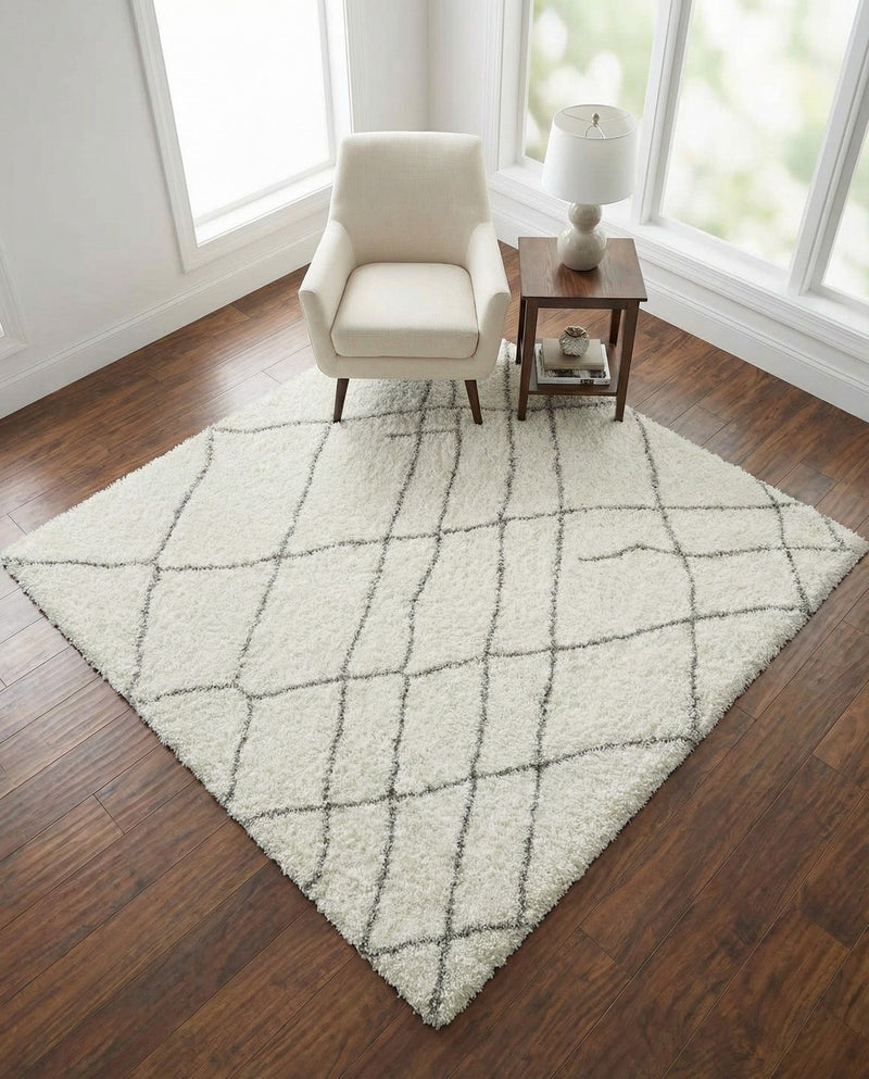 Cozy Haven Shag Collection Area Rug - Serenity (Ivory) Square Ivory  lifestyle 58