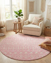 Mediterranean Lattice Collection Area Rug - Santorini (Pink) Round Pink  lifestyle 70