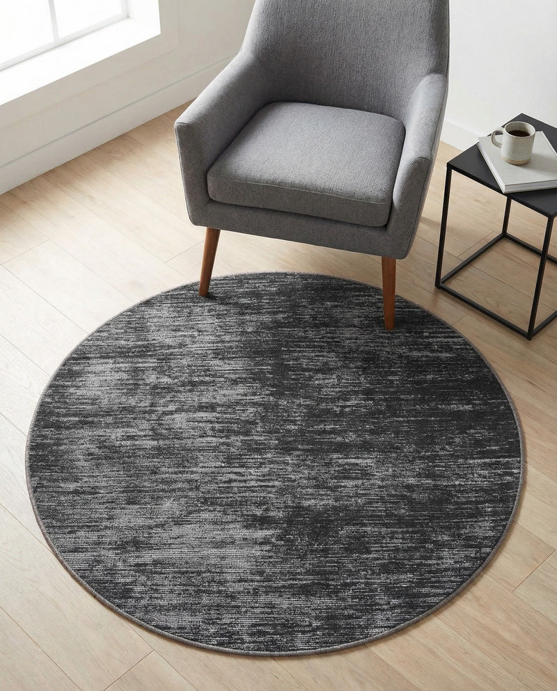 Sahara Essence Collection Area Rug - Oasis (Black) Round Black  lifestyle 65
