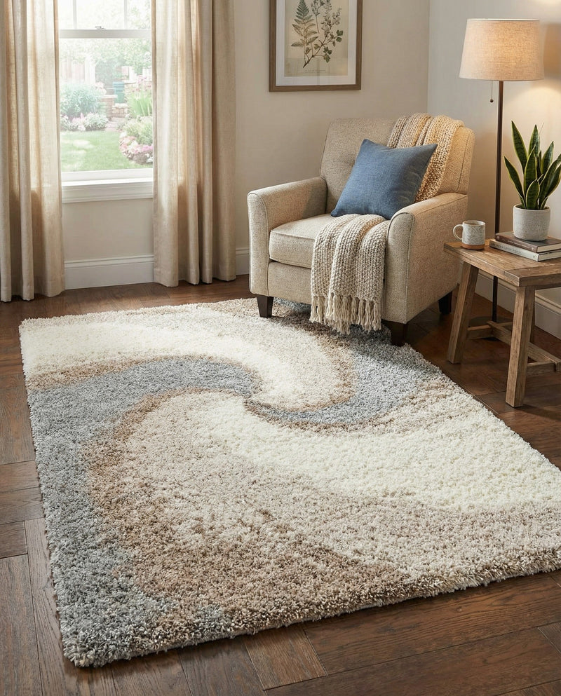 Cozy Haven Shag Collection Area Rug -  Oasis Rectangle Khaki  lifestyle 47