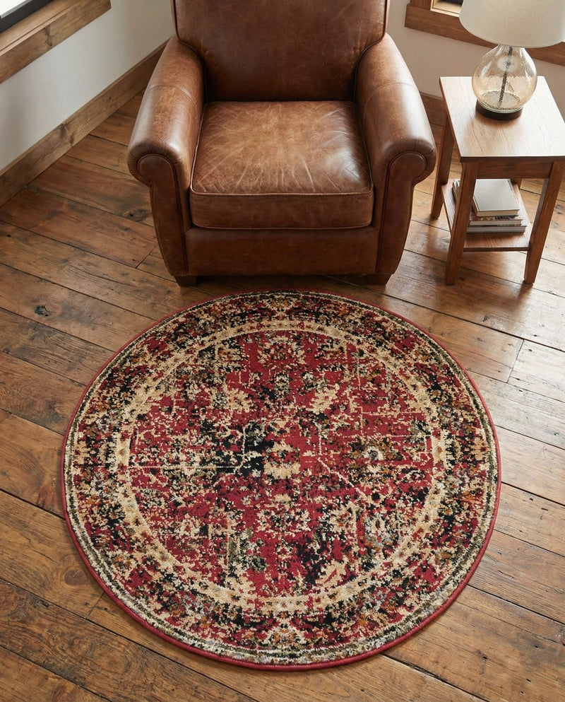 Neptune Elegance Collection Area Rug -  Galatea (Burgundy) Round Burgundy  lifestyle 78