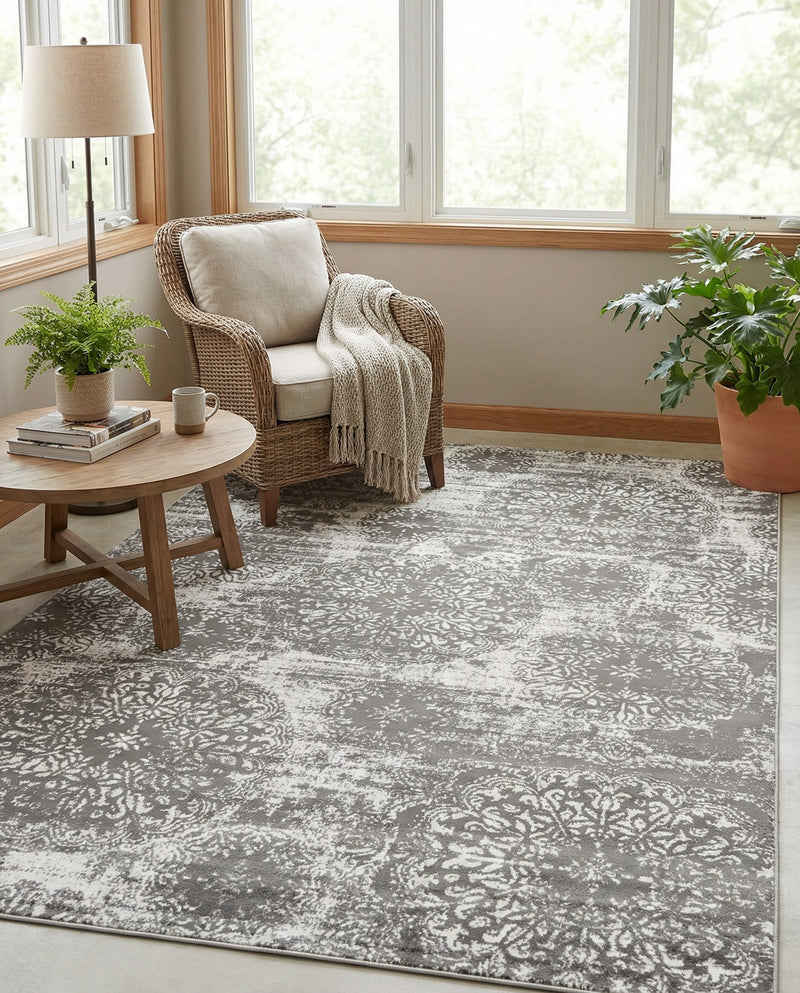 Riviera Elegance Collection Area Rug -  Monaco (Gray) Rectangle Gray  lifestyle 5