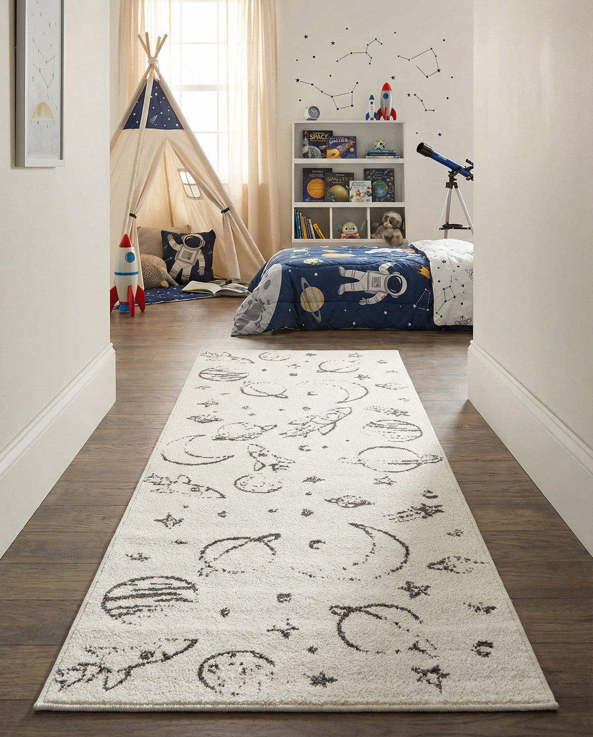 Wonder Tykes Collection Area Rug -  Jigsaw Runner Ivory  lifestyle 88