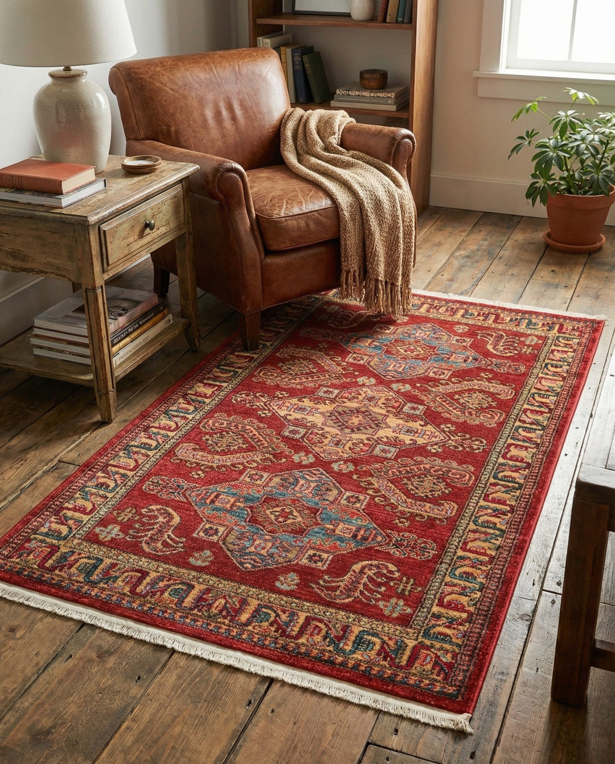 Persian Elegance Collection Area Rug -  Ardabil Rectangle Red  lifestyle 13