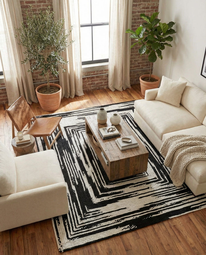 Woven Udaipur Collection Area Rug - Jaipur Rectangle Black and White  lifestyle 8