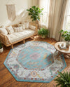 Arcadia Rugs Collection Area Rug - Eden (Aqua and Blue) Octagon Aqua and Blue  lifestyle 64