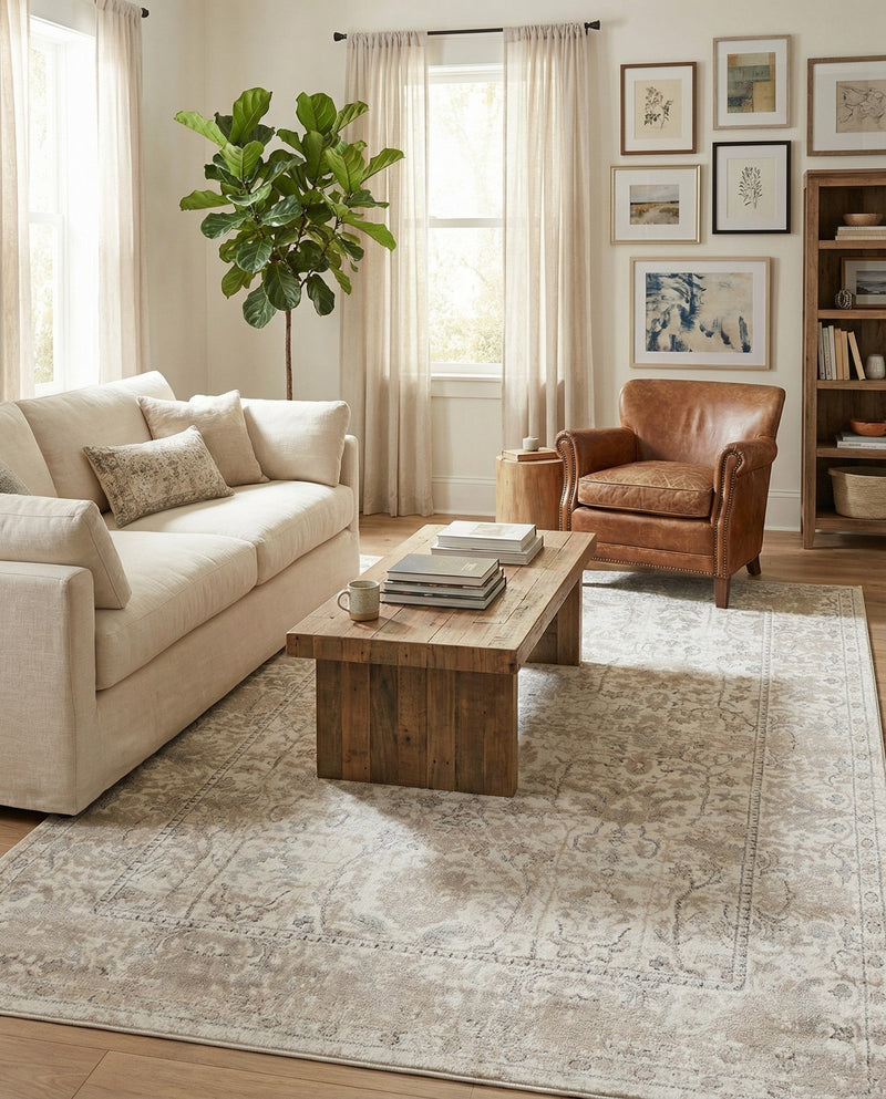 Cascade Range Collection Area Rug -  Shasta (Ivory) Rectangle Ivory  lifestyle 17