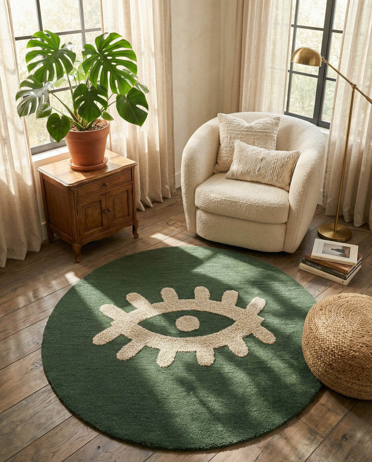 Briarwood Looms Collection Area Rug - Greenfield Round Green  lifestyle 2