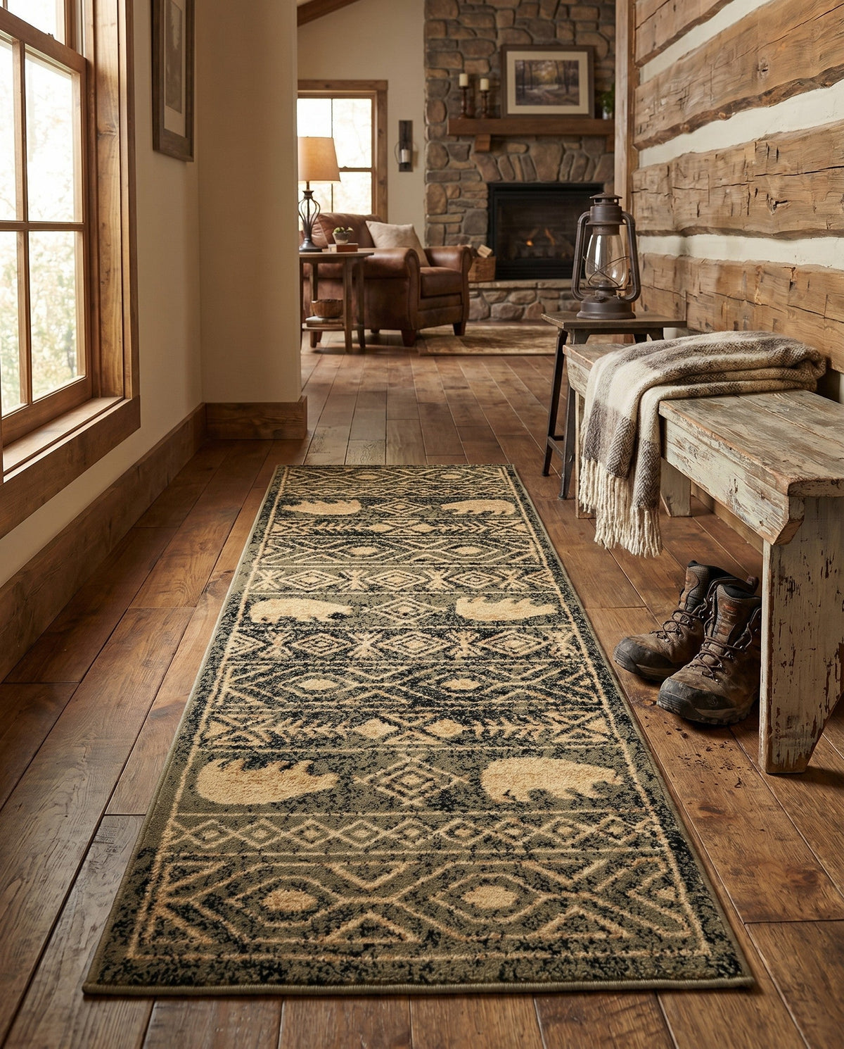 Frontier Trails Collection Area Rug -  Sedona Runner Green  lifestyle 139