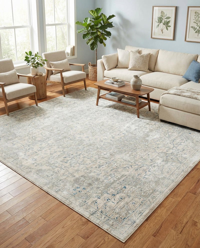Coastal Haven Collection Area Rug - Seabreeze (Gray) Square Gray  lifestyle 60