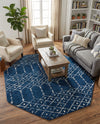 Marrakesh Lattice Collection Area Rug - Casablanca (Navy Blue) Octagon Navy Blue  lifestyle 45