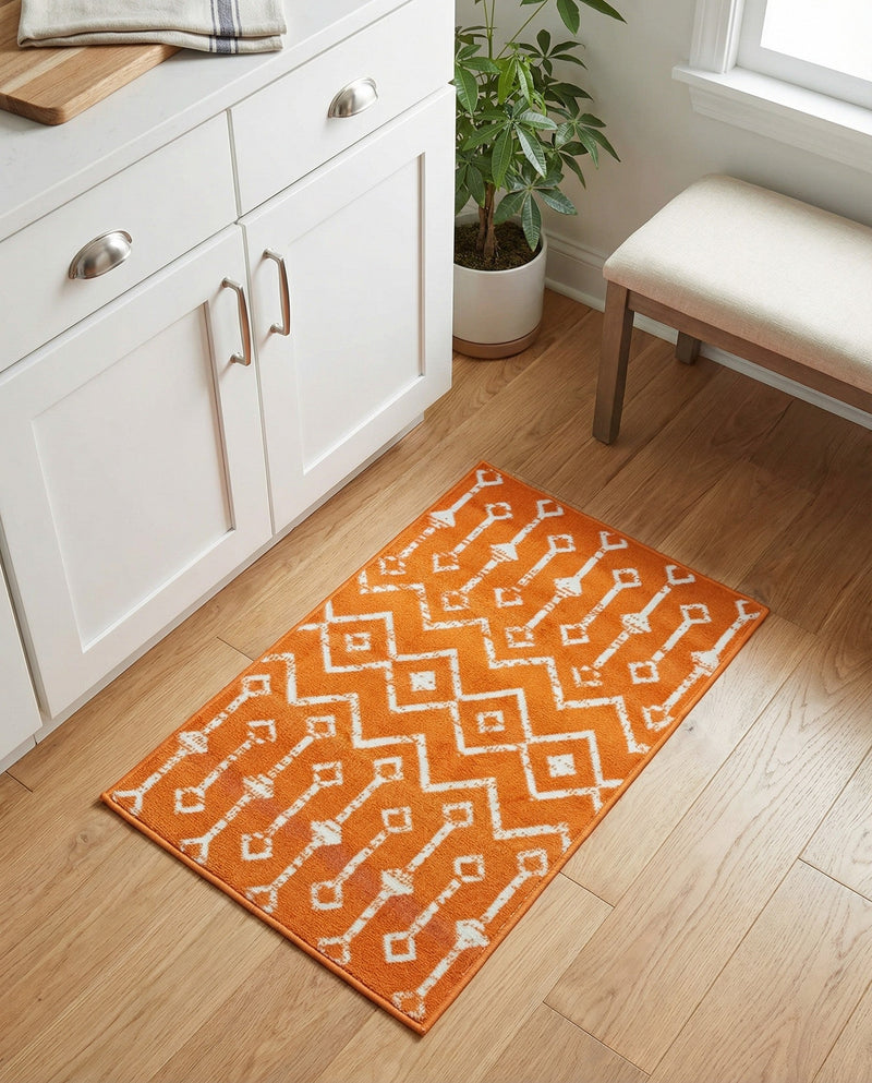 Marrakech Lattice Collection Area Rug - Medina (Orange) Rectangle Orange  lifestyle 22