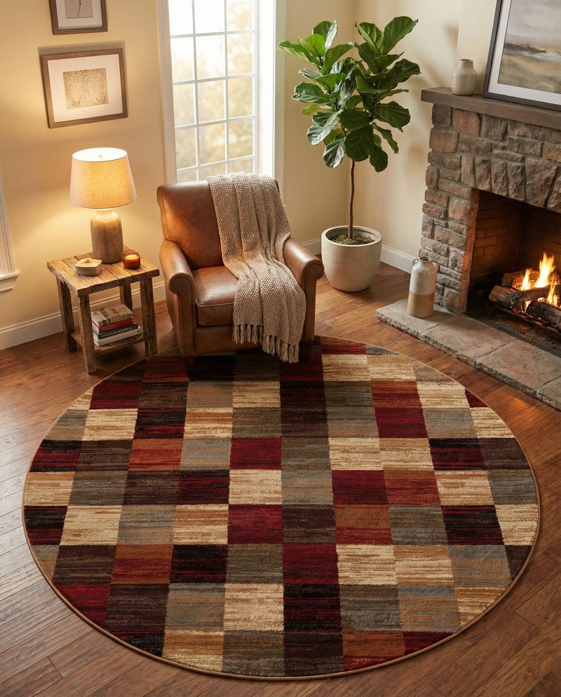 Bistro Lounge Collection Area Rug - Espresso Round Multi  lifestyle 52