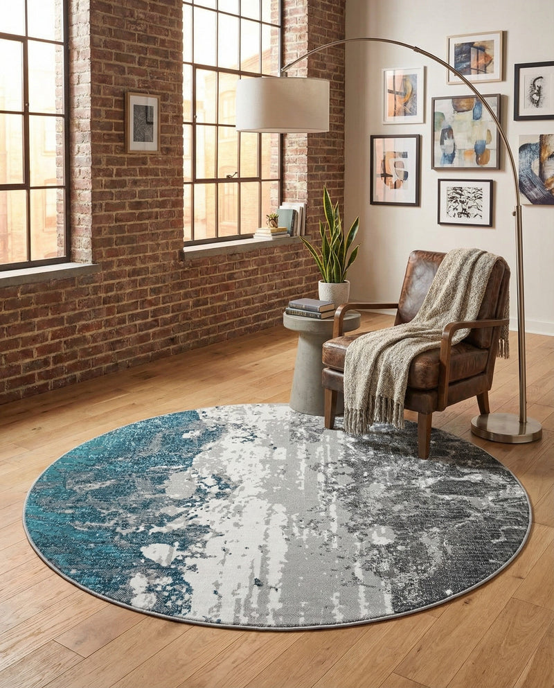 Seville Elegance Collection Area Rug -  Granada Round Gray  lifestyle 37