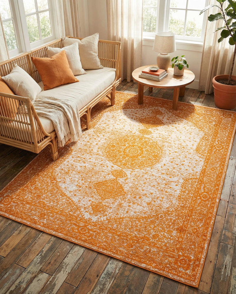 Dover Terrace Collection Area Rug - Marina (Orange) Rectangle Orange  lifestyle 19
