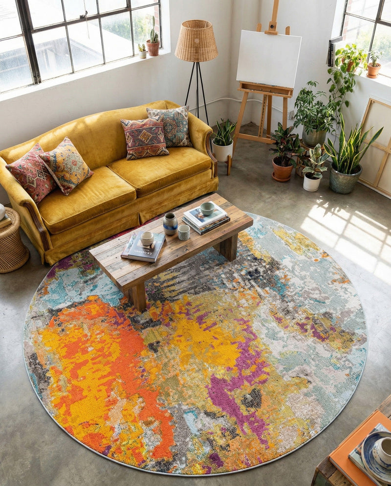 Colorburst Oasis Collection Area Rug -  Spectrum Round Multi  lifestyle 37