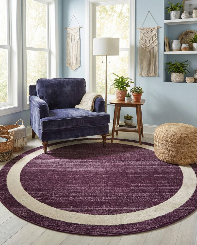 Studio Haven Collection Area Rug -  Alcove (Violet) Round Violet  lifestyle 28