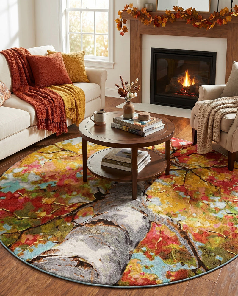 Seaside Blooms Collection Area Rug - Eden Round Multi  lifestyle 45
