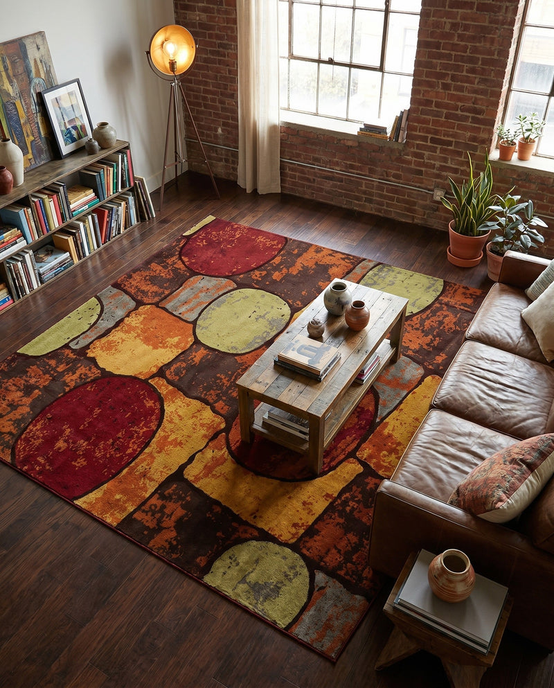 Bistro Lounge Collection Area Rug -  Cappuccino Rectangle Multi  lifestyle 26