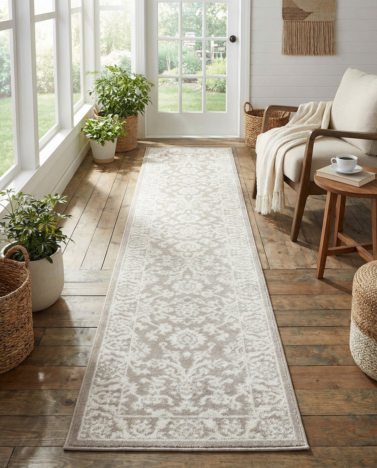 Savannah Elegance Collection Area Rug - Augusta (Light Gray) Runner Light Gray  lifestyle 83