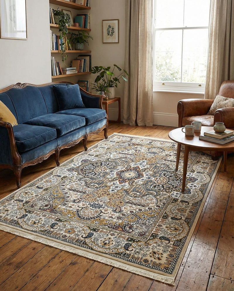 Persian Elegance Collection Area Rug -  Shiraz Rectangle Ivory  lifestyle 12