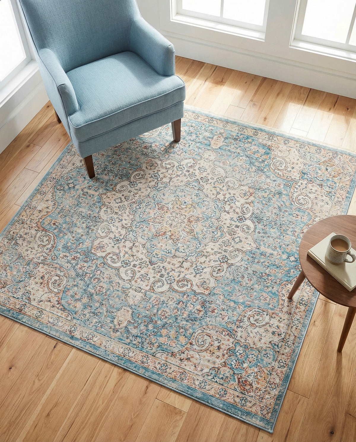 Coastal Haven Collection Area Rug - Seabreeze (Blue) Square Blue  lifestyle 106