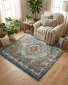 Savannah Soiree Collection Area Rug - Serengeti (Blue) Square Blue  lifestyle 59