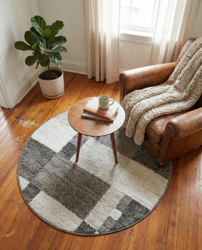 Autumn Meadow Collection Area Rug -  Sycamoreside (Gray) Round Gray  lifestyle 69