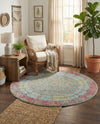 Caribbean Breeze Collection Area Rug -  Juniper Round Blue  lifestyle 55