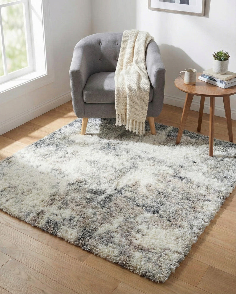 Cozy Haven Shag Collection Area Rug -  Tranquility (Pebble Gray) Square Pebble Gray  lifestyle 34