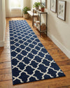 Lattice Gardens Collection Area Rug -  Floratown Runner Navy Blue  lifestyle 34