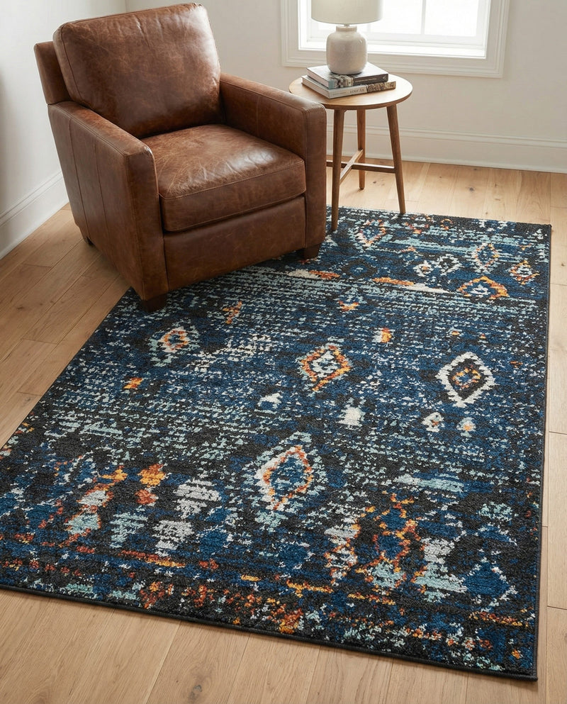 Tangier Treasures Collection Area Rug - Casablanca Rectangle Navy Blue  lifestyle 23
