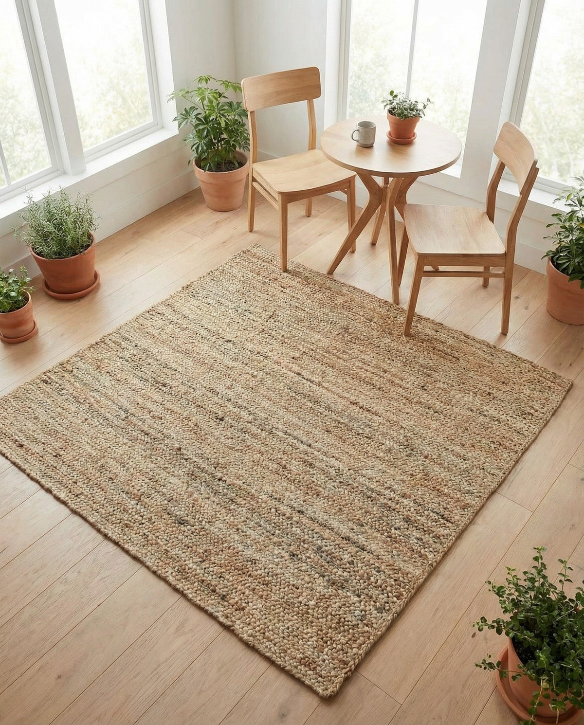 Woven Seaside Jute Collection Area Rug - Savannah (Natural) Square Natural  lifestyle 81
