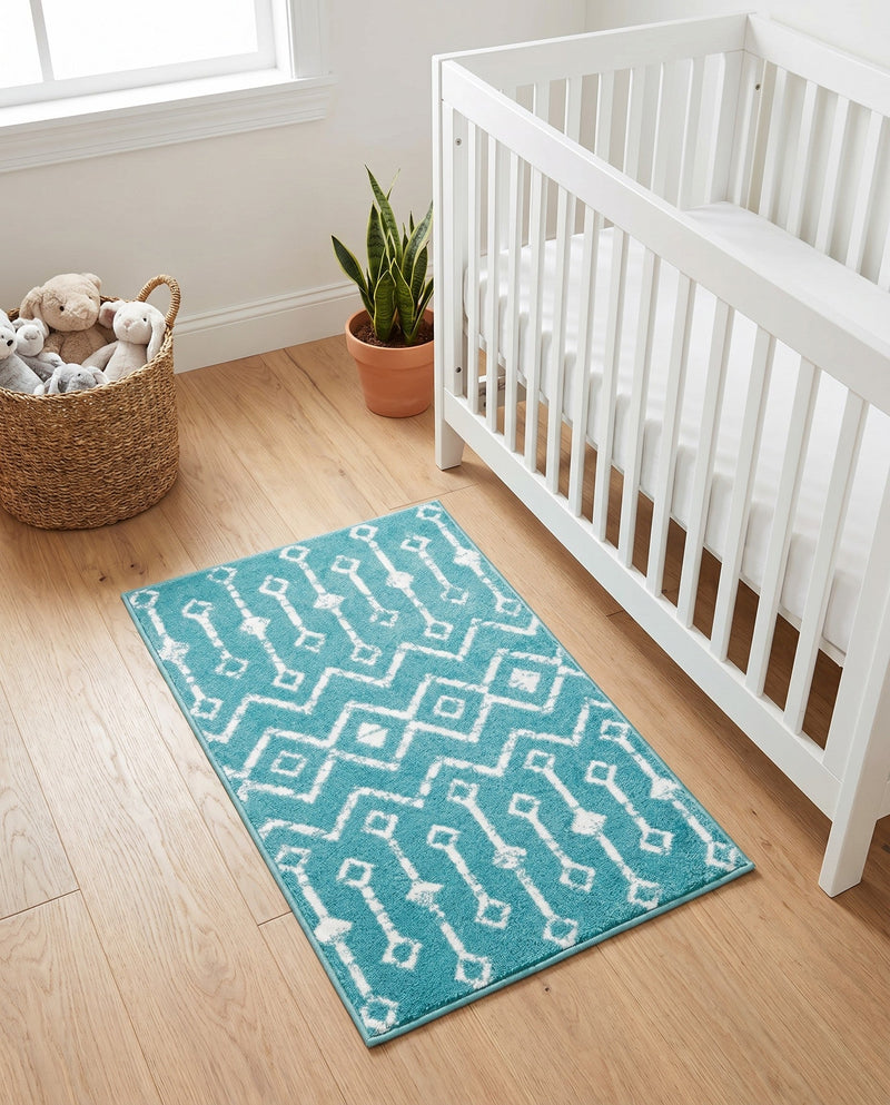 Marrakech Lattice Collection Area Rug - Medina (Turquoise) Rectangle Turquoise  lifestyle 22