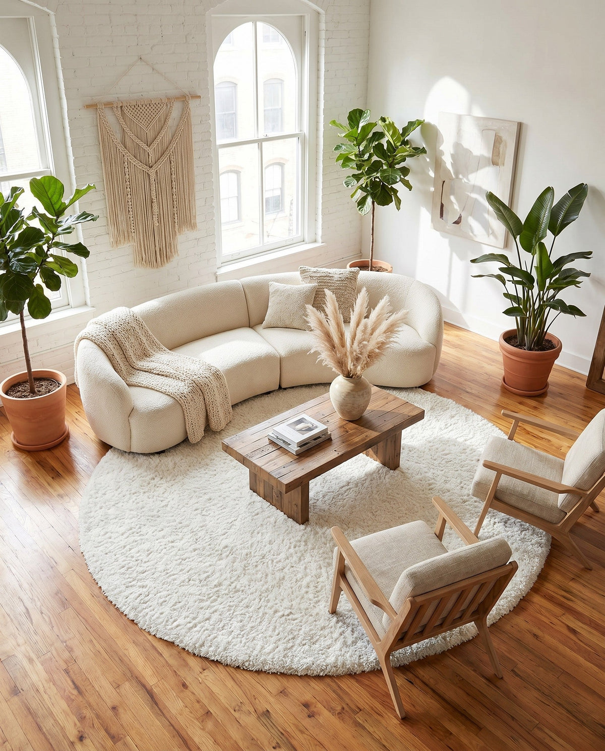 Alpine Plush Collection Area Rug -  Cortina (White) Round White  lifestyle 81