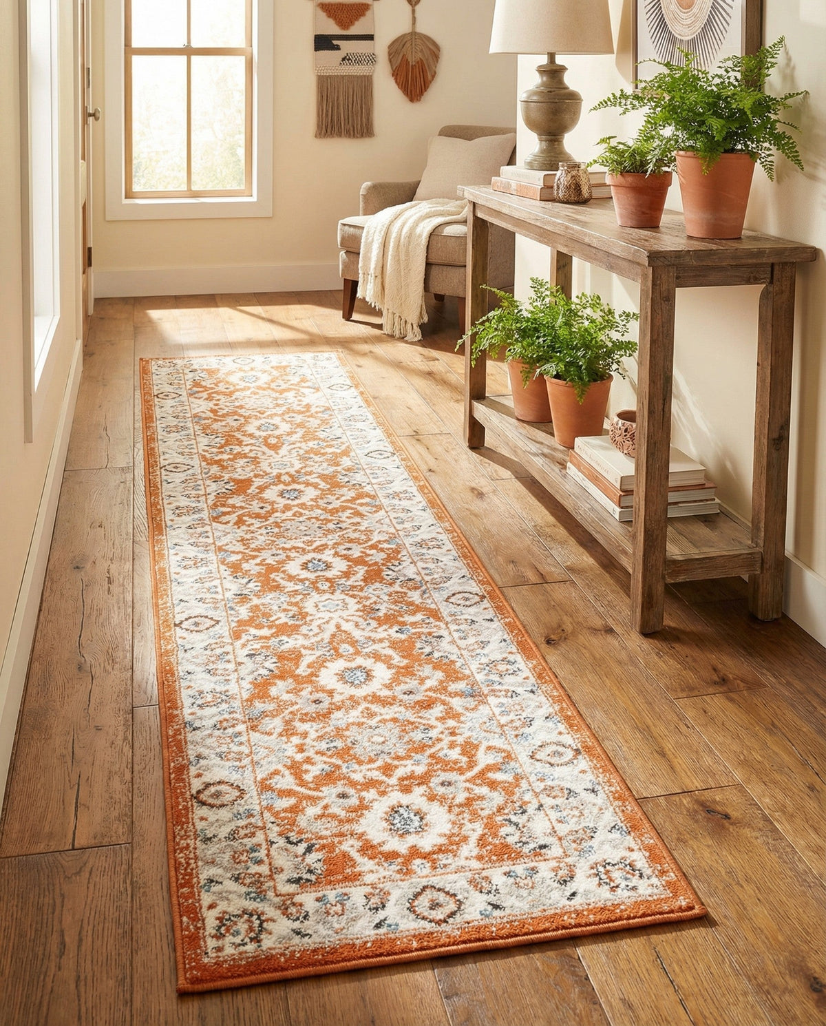 Savannah Elegance Collection Area Rug - Augusta (Rust Red) Runner Rust Red  lifestyle 91