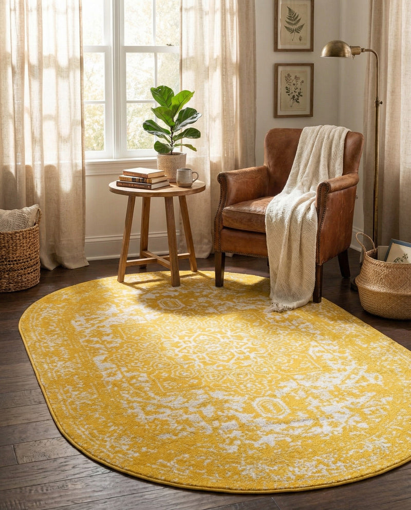Georgetown Rugs Collection Area Rug - Dupont (Yellow) Oval Yellow  lifestyle 61