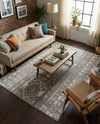 Brighton Stripes Collection Area Rug - Sussex (Ivory and Gray) Rectangle Ivory and Gray  lifestyle 39